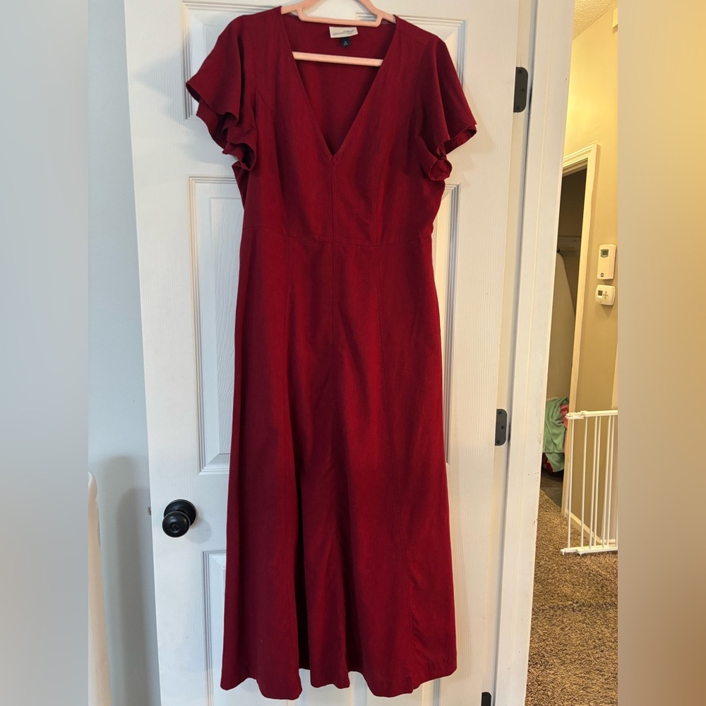 Universal Thread Red Flutter Sleeve Maxi, size M,… - image 4